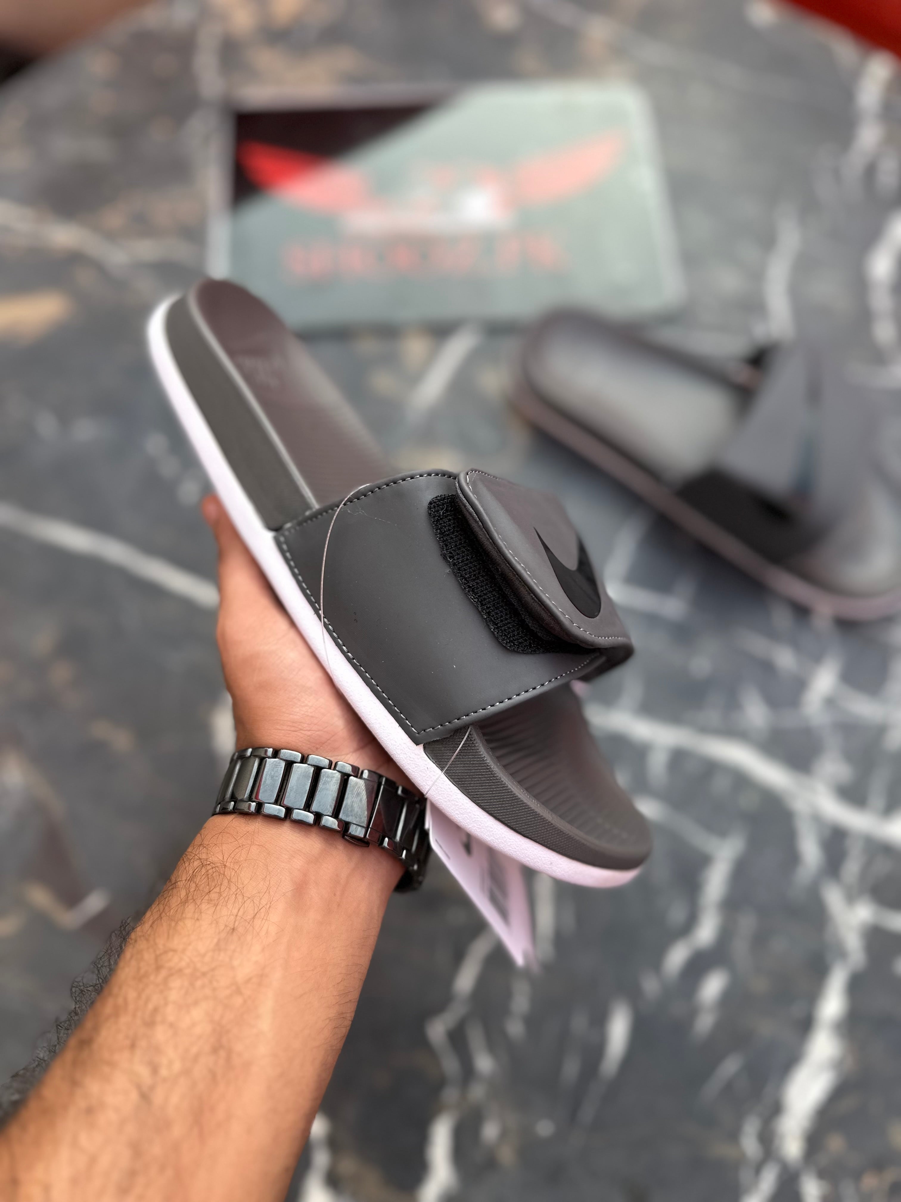 NK turbo slides (Strap)- Grey